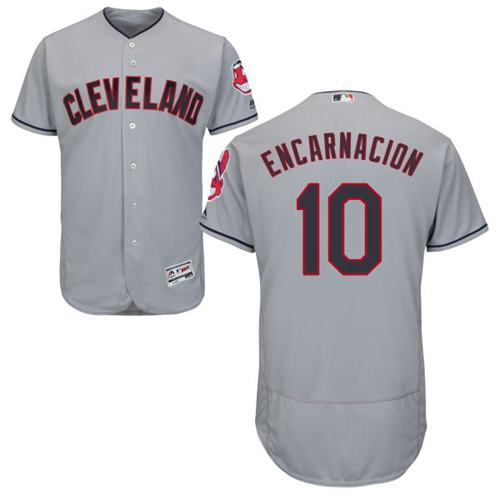 Indians #10 Edwin Encarnacion Grey Flexbase Authentic Collection Stitched MLB Jersey